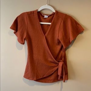 Burnt orange wrap top